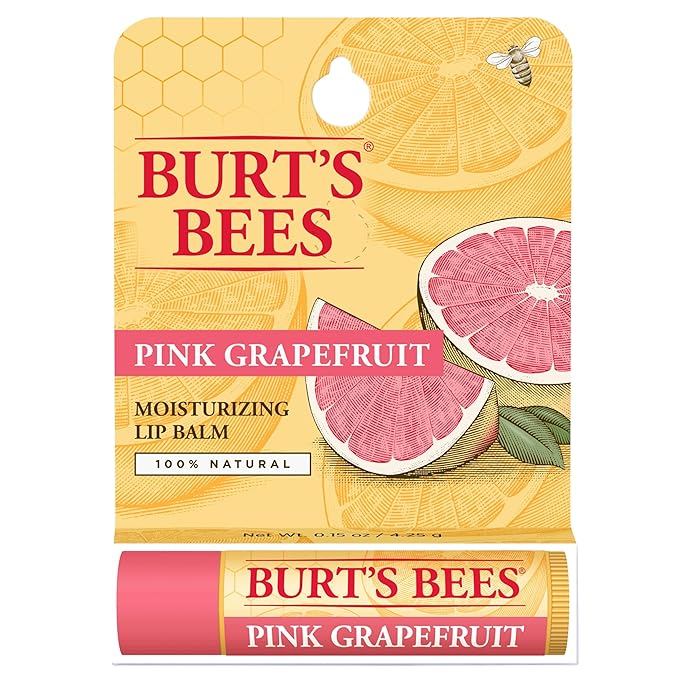 Burt's Bees 100% Natural Moisturizing Lip Balm, Pink Grapefruit with Beeswax & Fruit Extracts, 1 Tube-Velvo Beauty