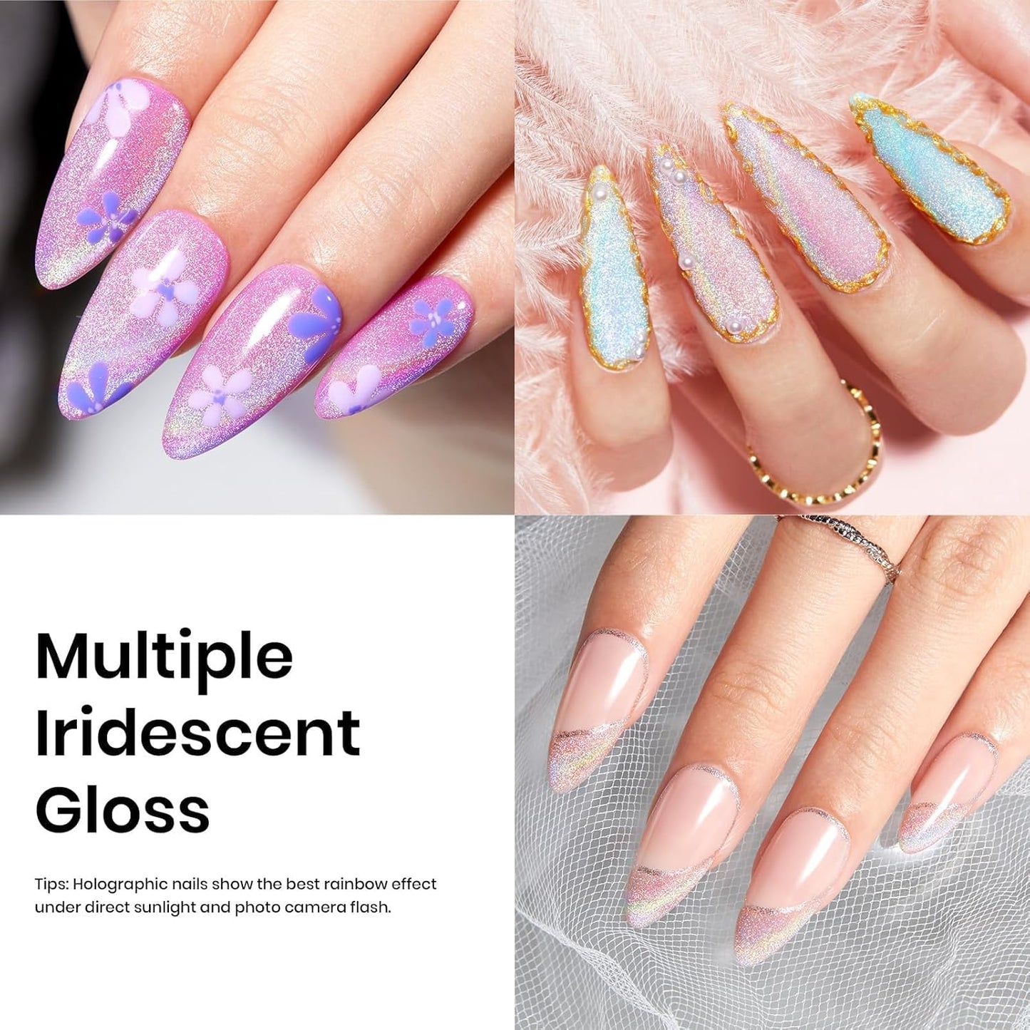 Beetles Rainbow Holographic Cat Eye Gel Nail Polish, 15ml, Magnet Stick, Soak Off, Uv Nail Shimmer, Velvet, French Nail Art Design, Gift for Women-Velvo Beauty