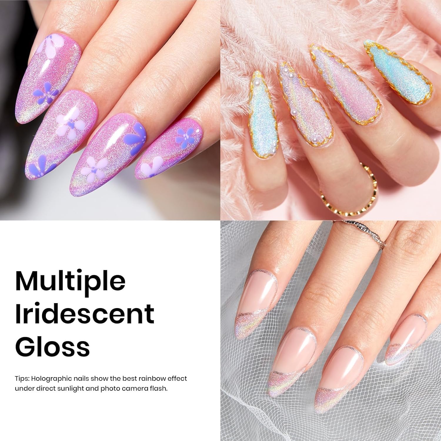 Beetles Rainbow Holographic Cat Eye Gel Nail Polish, 15ml, Magnet Stick, Soak Off, Uv Nail Shimmer, Velvet, French Nail Art Design, Gift for Women-Velvo Beauty