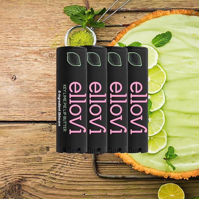 Natural Lip Butter Lip Balm - Key Lime - Pure Enough to Eat - Made With Just 6 Vegan Ingredients - Moisturizing Lip Care for All Day Hydration (4-Pack)-Velvo Beauty
