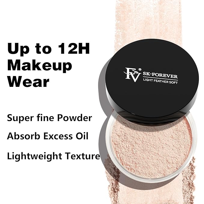 FV Baking Powder, Lightweight Loose Smooth Nature Setting Powder Highlighter Poreless Longwearing Matte Waterproof Oil Absorb Makeup Powder for Setting with No Flashback 0.35oz(10g)-Velvo Beauty