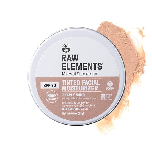 Raw Element Ultra-Moisturizing Tinted Face Cream, Non Toxic Mineral Face Sunscreen, Daily Tinted Moisturizer, Non-Nano Zinc Oxide, Reef Friendly, All Ages, SPF 30, 1.8 oz, Pearly Sand, Pack of 1-Velvo Beauty