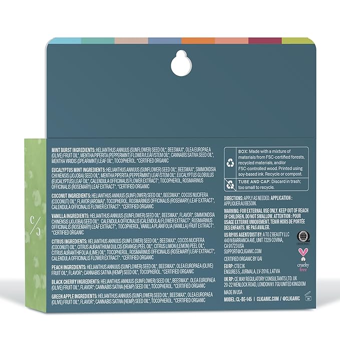 Cliganic Organic Lip Balm Set (Fresh Picked, 8 Flavors) - 100% Natural Moisturizer for Cracked & Dry Lips-Velvo Beauty