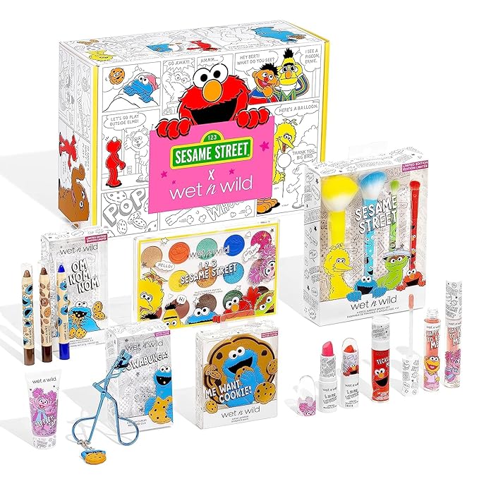 wet n wild Sesame Street Limited Edition PR Box - Makeup Set with Versatile Brushes, Vibrant Buildable & Blendable Palettes & Lip Glosses for Unique Looks, Cruelty-Free & Vegan-Velvo Beauty