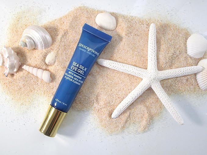 Spascriptions Marine Moisture Sea Silk Eye Gel, 0.5 fl oz (pack of 1), Under-Eye Gel Moisturizer with Natural Marine Collagen, Cruelty Free-Velvo Beauty