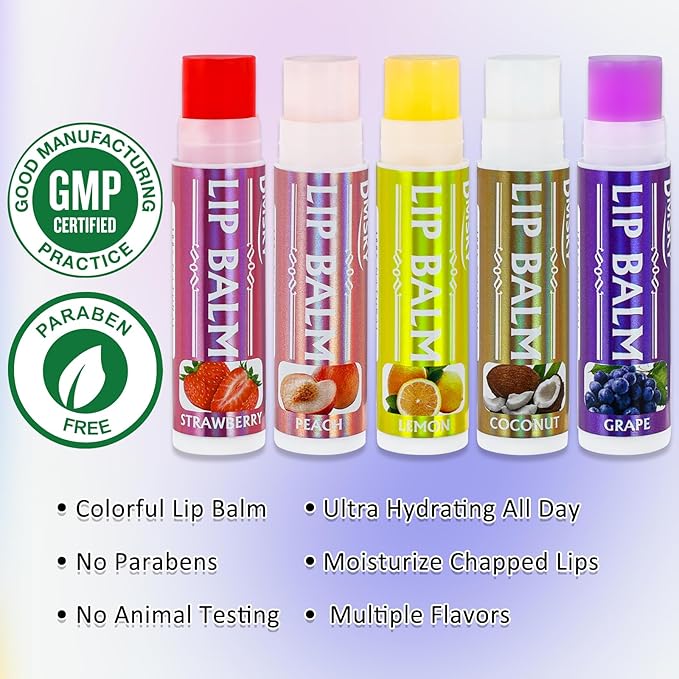 Dmsky Lip Balm 12 Pack, Colorful Lip Balm Bulk with Vitamin E and Coconut Oi, Hydrating Moisturizing Lip Balm Set for Men Women- 12 Flavors-Velvo Beauty
