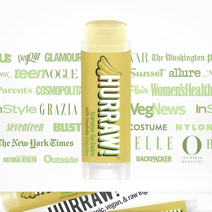 Hurraw! Banana Lip Balm: Organic, Certified Vegan, Cruelty and Gluten Free. Non-GMO, 100% Natural Ingredients. Bee, Shea, Soy and Palm Free. Made in USA-Velvo Beauty