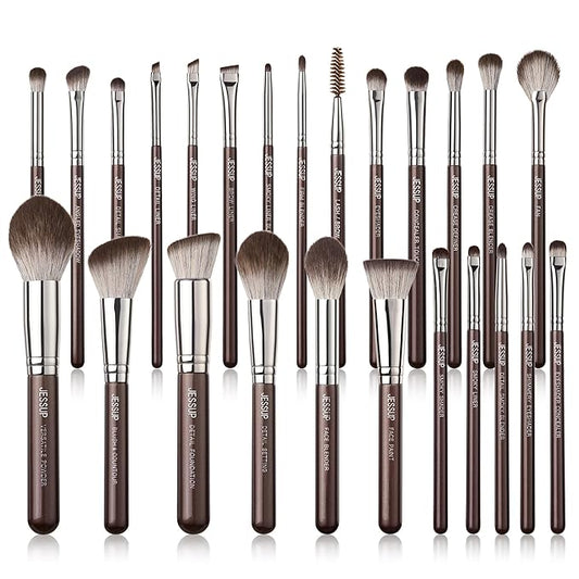 Jessup Makeup Brushes Set Professional 25pcs Premium Synthetic Make up Brushes for Foundation Eyeshadow Blending Concealer Blush Contour Bronzer Eyeliner Eyebrow, Shimmer Brown T511-Velvo Beauty
