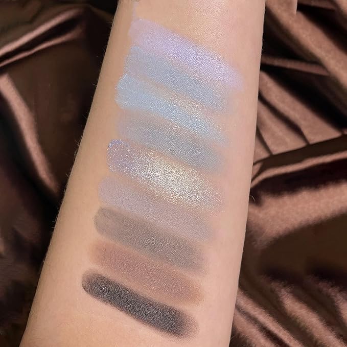 Erinde 9 Colors Eyeshadow Palette, Matte Shimmer Glitter Eye Shadow Palette Makeup, Highly Pigmented Long Lasting Waterproof, Natural Neutral Nude Eyeshadow Make Up Pallet, Blue-Velvo Beauty