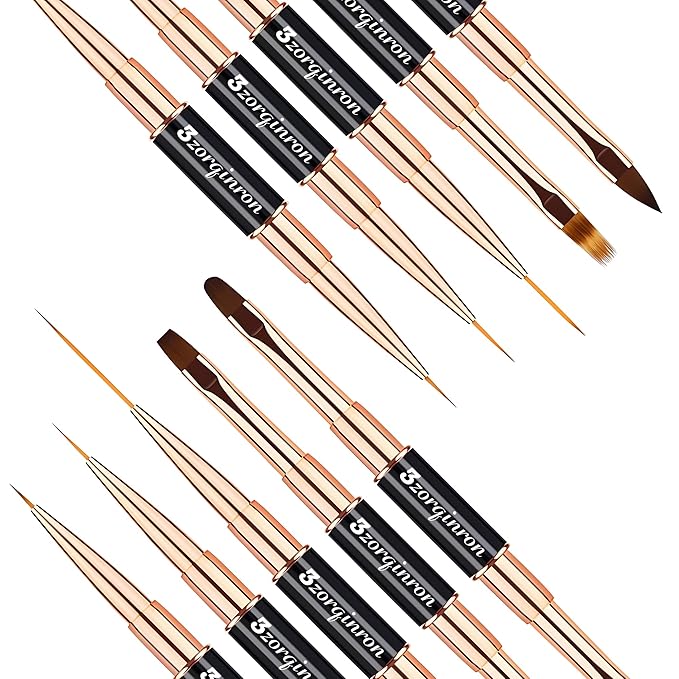 Nail Art Bushes Set, Professional 5Pcs Double-Ended Nail Brush Kit for Details, Long Lines, Ombre & 3D Design-Perfect for DIY Manicures & Salons (Black)-Velvo Beauty