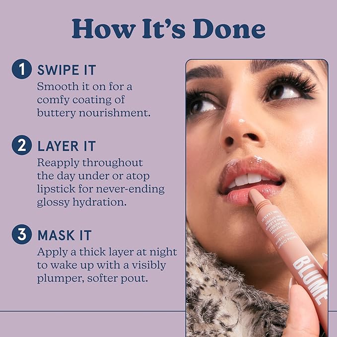 Blume Tri-Peptide Vanilla Lip Balm - Superbalm Lip Moisturizer with Shea Butter and Squalane to Deeply Hydrate & Heal Dry, Cracked Lips - Cruelty Free & Vegan Lip Plumper (0.4 Fl Oz)-Velvo Beauty