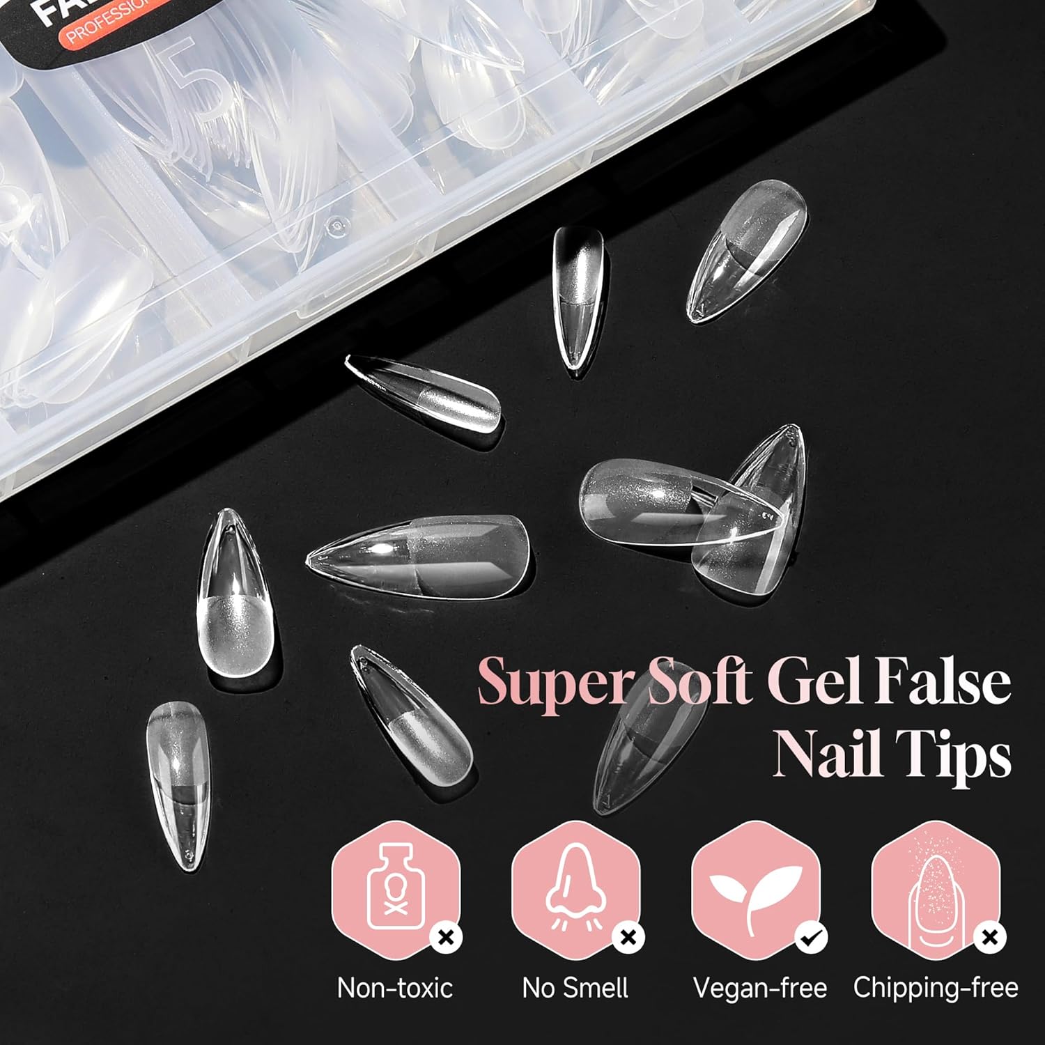Medium Stiletto Nail Tips: 240 Pcs Full Cover Almond Shape False Nail Acrylic Soft Gel Nails Tips Clear Stiletto Press on Tips Pre-buffed for Nail Art Extension Salon Home DIY 12 Sizes-Velvo Beauty