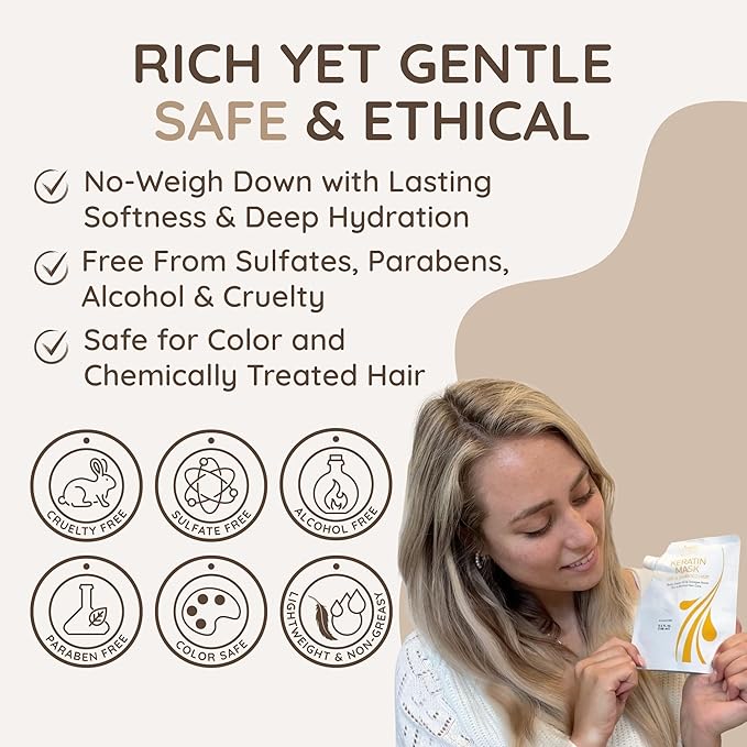 VITAMINS hair cosmetics Keratin Hair Mask - Deep Repair Conditioner with Biotin & Castor Oil - For Damaged, Dry, Curly, Straight, Thin & Fine Hair - Intense Collagen Protein Treatment-Velvo Beauty