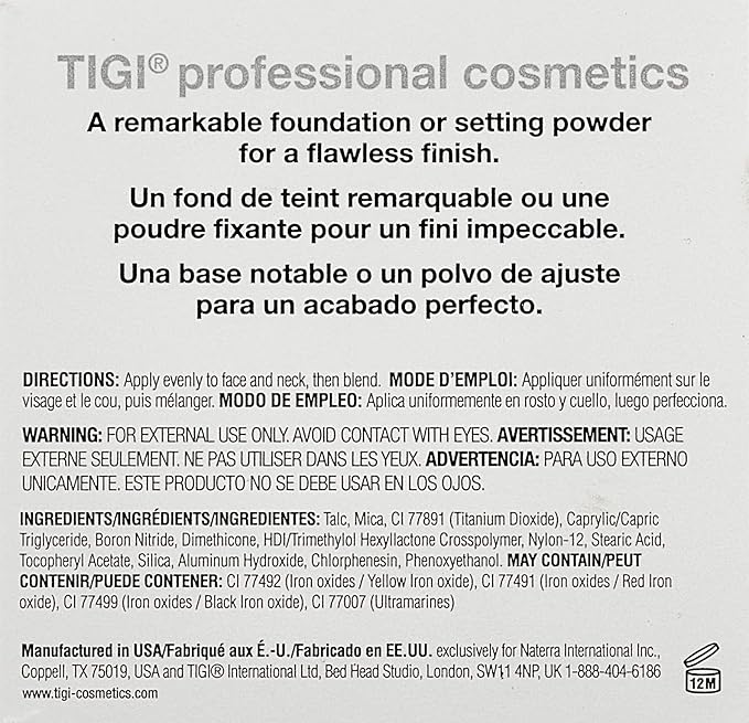 TIGI Cosmetics Powder Foundation, Pure, 0.37 Ounce-Velvo Beauty