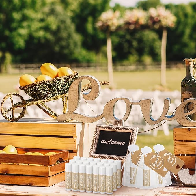 50 Set Thank You Lip Balm Bulk Small Natural Moisturizing Mini Lip Balm with Bag and Card for Baby Wedding Bridal Shower Thank You Favors-Velvo Beauty