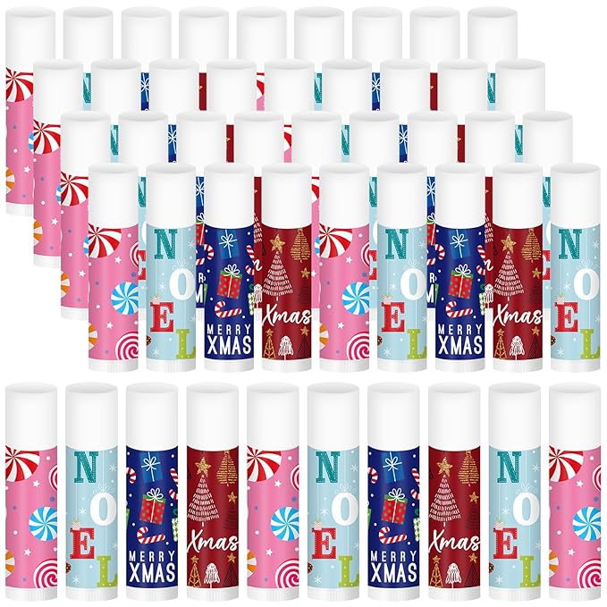 Sosation 80 Pcs Christmas Flavored Lip Balm Bulk Christmas Stocking Gift Set Holiday Celebrate Lip Balm Stick Beauty Care-Velvo Beauty