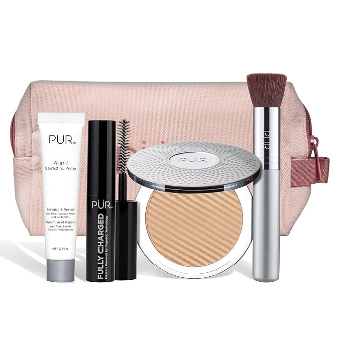 PÜR Beauty Multitasking Essentials Best Sellers Kit, Everyday Look Deluxe Kit, Condition & Moisturize Skin, Cruelty Free, Golden Medium-Velvo Beauty