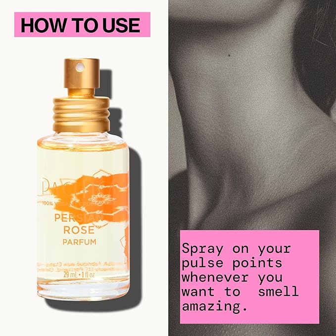 Pacifica Beauty, Persian Rose Clean Fragrance Spray Perfume, Made with Natural & Essential Oils, Fresh Rose Scent, Vegan + Cruelty Free, Phthalate-Free, Paraben-Free, Gifts for Her, 29 ml. 1 fl. oz-Velvo Beauty