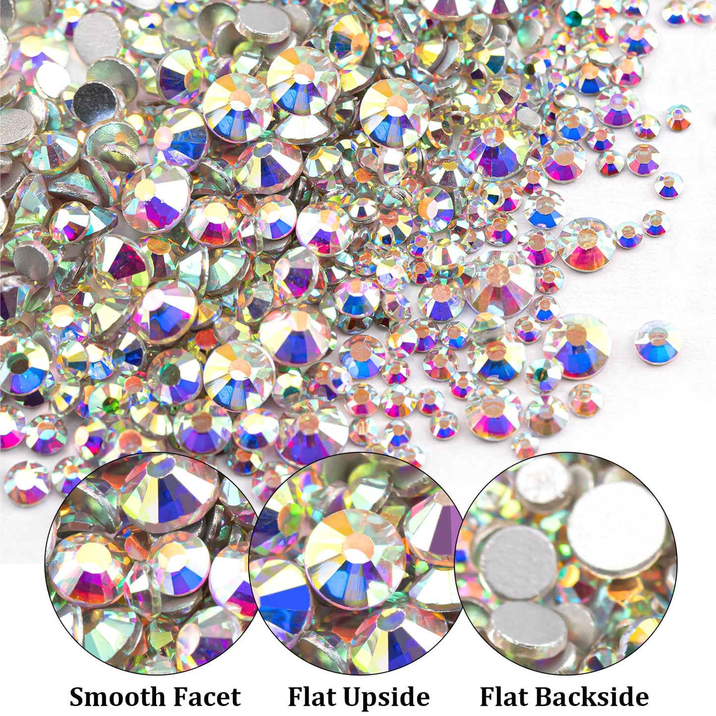 Two Packs of Flatback Rhinestones 4520 Pcs Colorful Nail Art Flatback Crystal Colorful+AB Rhinestone with Picker Pencil and Tweezer for Nail Art and Decoration-Velvo Beauty