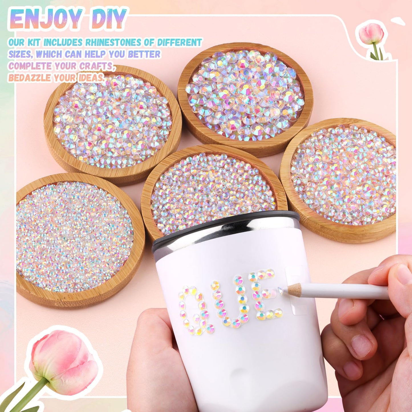 30000Pcs Resin Transparent AB Rhinestones for Bedazzling Crafting with b7000 Jewelry Glue, Bulk Flatback Gems Bedazzler Kit for Crafts Clothes Shoes Fabric Nail Diamond Art, Assorted Size 2/3/4/5/6mm-Velvo Beauty