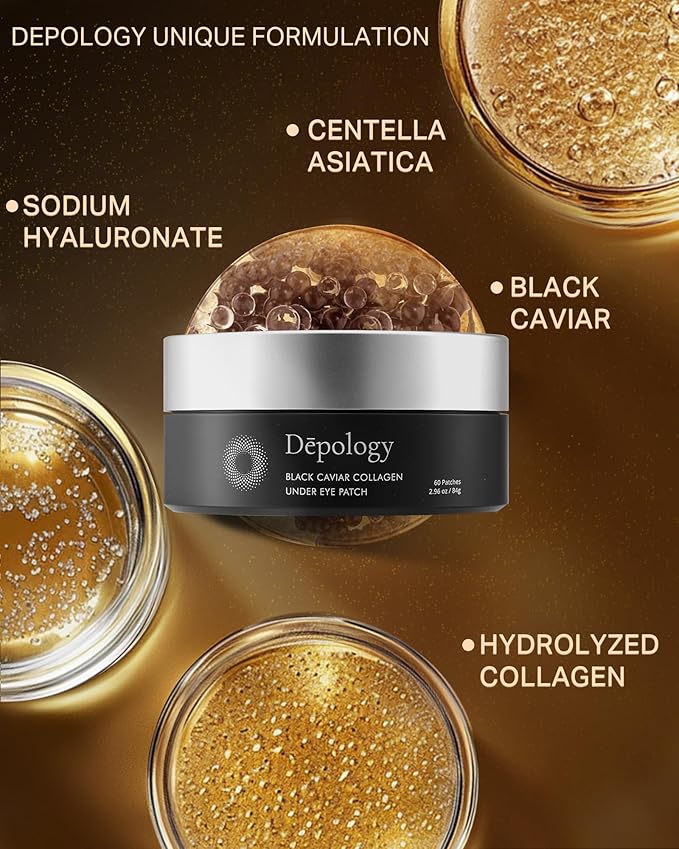 depology Black Caviar Under Eye Patches (30 Pairs), Anti-aging Hydrating Eye Mask for Wrinkles, Fine lines, Skincare with Hyaluronic Acid & Cica, Beauty & Personal Care-Velvo Beauty