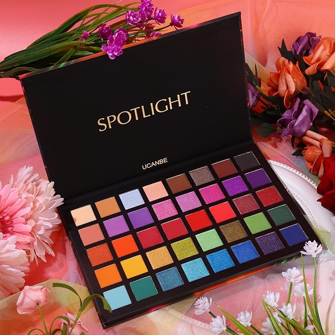 UCANBE Spotlight Eyeshadow Palette Professional 40 Color Eye Shadow Matte Shimmer Makeup Pallet Highly Pigmented Colorful Powder Long Lasting Waterproof Eye Shadow-Velvo Beauty