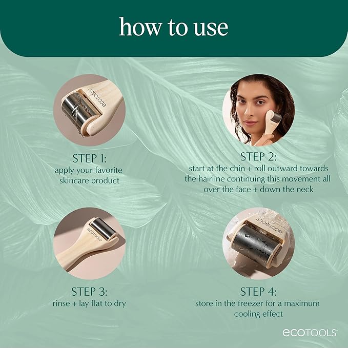 EcoTools Ice Roller, Lifts & Depuffs Skin, Stainless Steal Cooling Roller For Face & Neck, Provides Relaxation While Sculpting, Eco Friendly, Vegan, & Cruelty Free Skincare Tool, 1 Count-Velvo Beauty