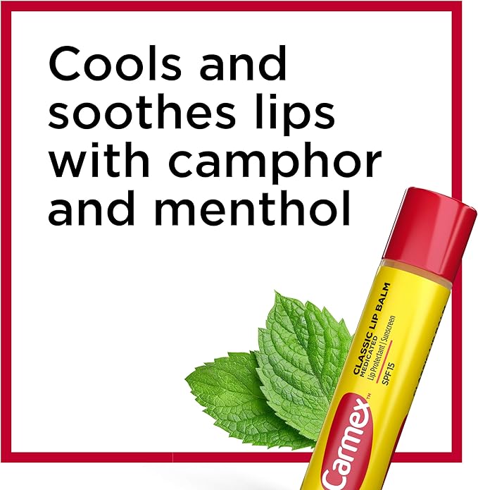 Carmex Classic Medicated Lip Balm Sticks, Lip Moisturizer for Chapped Lips, 9 Count (3 Packs of 3)-Velvo Beauty