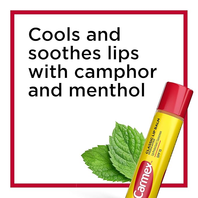 Carmex Medicated Lip Balm Sticks, Lip Moisturizer for Dry, Chapped Lips, 0.15 OZ - (2 Packs of 3)-Velvo Beauty