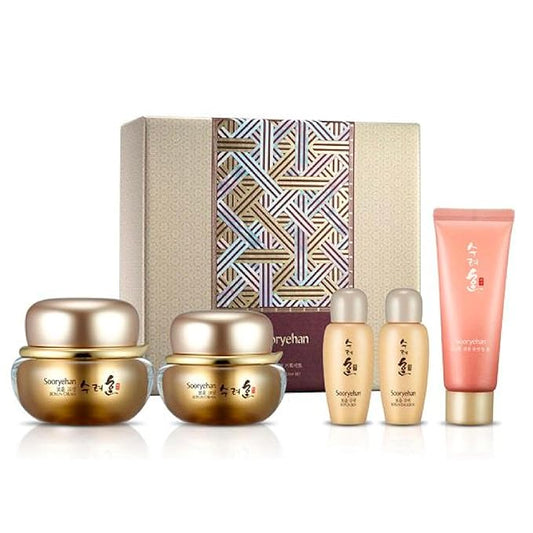 Sooryehan Boyun Luxury Korean Skin Care Gift Set (155ml/5.24 Fl Oz) - Red Ginseng Toner, Emulsion, Cleansing Foam & Moisturizer Cream by LG BEAUTY. Red Ginseng.-Velvo Beauty