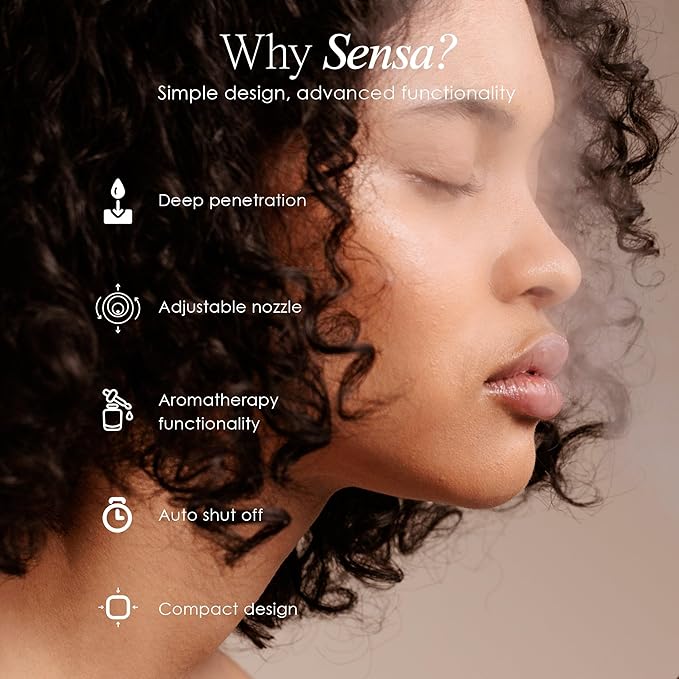 Sensa | Nano Ionic Facial Steamer by Project E Beauty | Deep Pore Cleansing | Warm Mist Sprayer | Detoxify & Clarify Complexion | Moisturize & Hydrate | Home Face Sauna | with 3 Essential Oil Baskets-Velvo Beauty