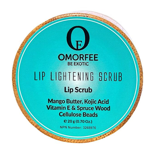 Omorfee 100% Organic Lip Lightening Scrub, Vegan Lip Exfoliator & Moisturizer, Gentle Overnight Lip Mask Treatment, With Kojic Acid, Vitamin E & Natural Beads for Dull, Dry & Dark Lips- 20g/0.70Oz-Velvo Beauty