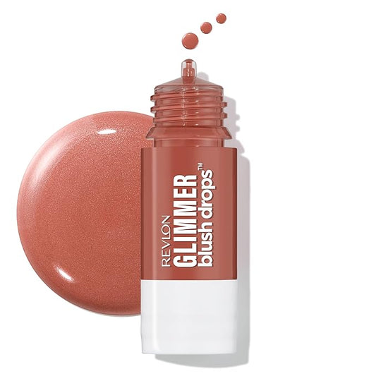 Revlon Glimmer Blush Drops, Liquid Blush for Cheeks, Liquid to Velvety Powder Finish, Glowy, High Pigment, 101 Coralicious, 0.32 fl oz-Velvo Beauty