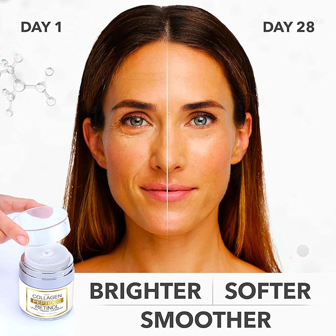 Retinol Cream for Face with Collagen, Peptides - Anti Aging Wrinkle Cream for Women and Men - Day-Night Facial Moisturizer with Hyaluronic Acid - Tightening and Skin Firming - Neck & Décolleté-Velvo Beauty