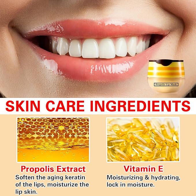 2 Pcs Lip Balm Honey Pot Lip Treatment Overnight Lip Sleeping Balm Strawberry Honey Pot lip Mask Moisturizing Exfoliating Prevent Dry & Cracked Diluting Lip Lines (Honey & Strawberry)-Velvo Beauty