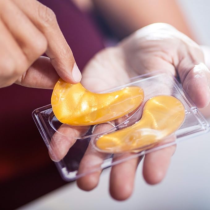 24k Gold Collagen Eye Mask: Hydrogel Under Eye Patches with Collagen & Hyaluronic Acid - Hydrating Under Eye Mask for Dark Circles, Puffy Eyes, & Under Eye Bags - Cooling Gel Treatment Pads - 15 Pairs-Velvo Beauty