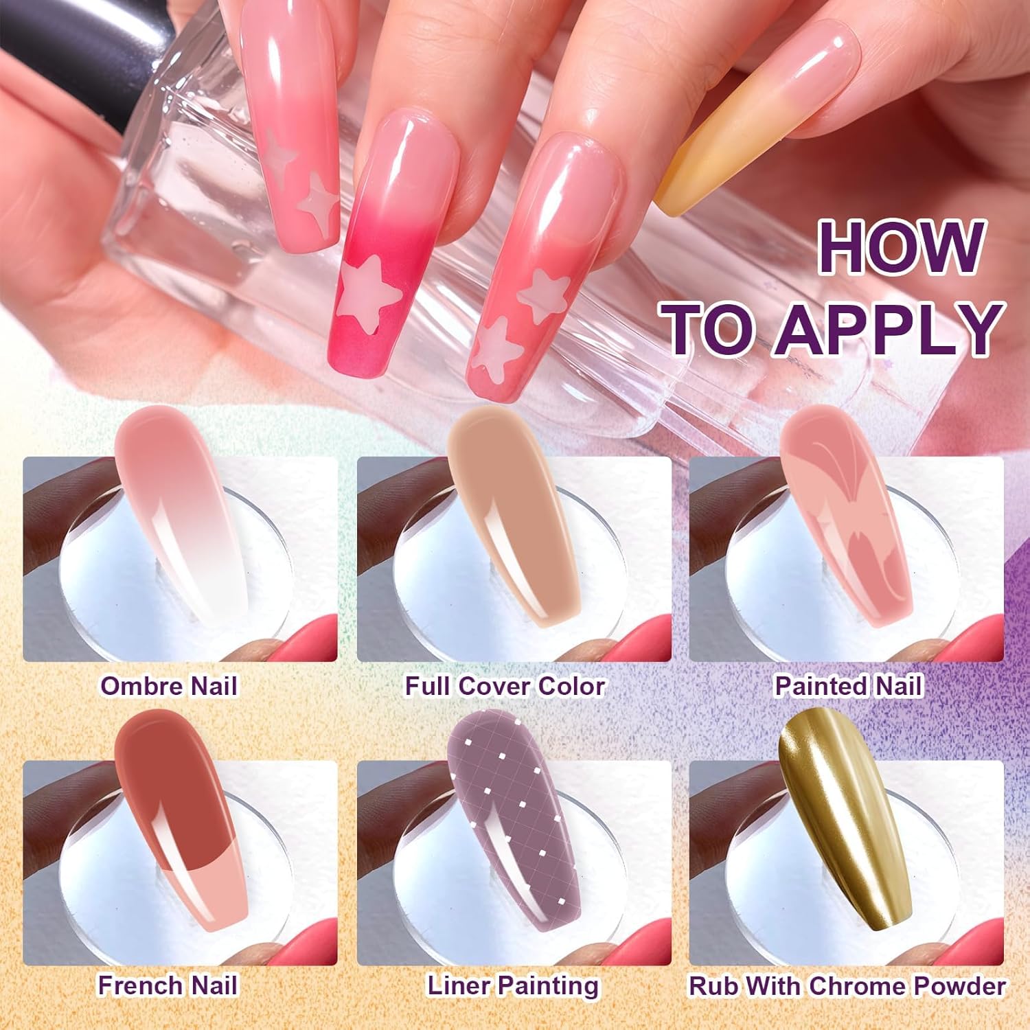 Gradient Painting Gel, 9 Colors Ombre Gel Nail Polish for Pigment Pat Nails Aura Nails French Manicure Soak Off UV Long-lasting Home Salon DIY Nail Art Monet’s Garden-Velvo Beauty