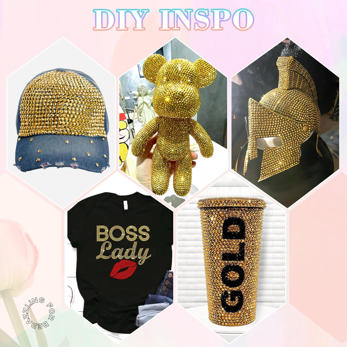 30000Pcs Resin Gold Rhinestones for Bedazzling Crafting with b7000 Jewelry Glue, Bulk Flatback Gems Bedazzler Kit for Crafts Clothes Shoes Fabric Nail Diamond Art, Assorted Size 2/3/4/5/6mm-Velvo Beauty