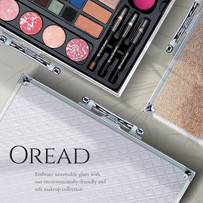 Makeup Kit for Women,All in One Makeup Gift Set for Girls in Cosmetic Train Case (White) With Mirror,Full Starter Cosmetic Kit Includes Eyeshadow Palette,Lipgloss,Blushes-Velvo Beauty