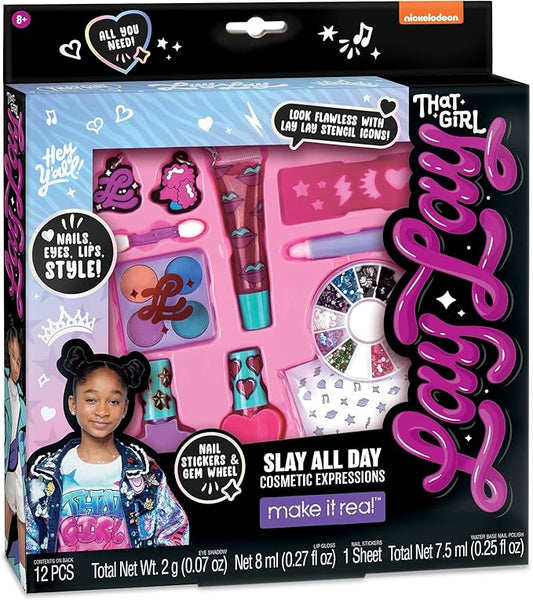 That Girl Lay Lay: Slay All Day Cosmetic Expressions - 12 Piece Set, Make It Real, Nickelodeon, Nails-Eyes-Lips-Style!, Beauty & Makeup Kit, Nail Art, Tweens & Girls, Kids Ages 6+-Velvo Beauty