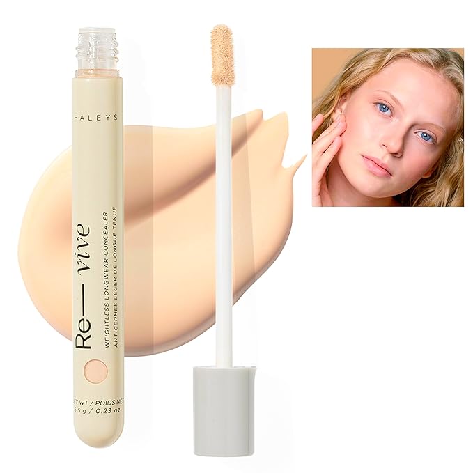 HALEYS Weightless Longwear Concealer (Fair - Neutral), Re-vive, Medium to Full Coverage, Gripping, Fast-setting, All-Day Wear, Spot Concealing, Brightens, Streak-free, Light-diffusing, V+CF-Velvo Beauty