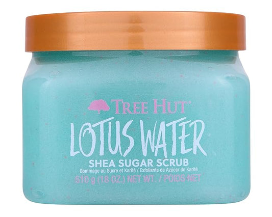 Tree Hut Lotus Water Shea Sugar Scrub | Exfoliating Body Scrub Removes Dead, Dry Skin for a Soft & Hydrated Feel | Nourishing Essential Body Care | 18 fl oz.-Velvo Beauty