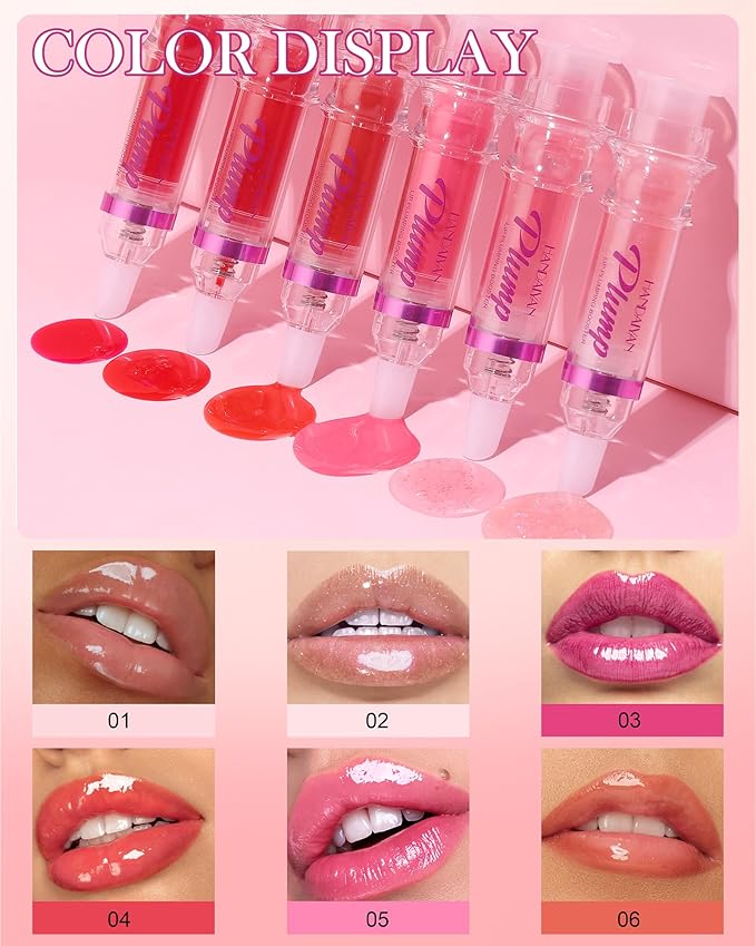 Lip Plumping Booster-2Colors Spicy Lip Plumper Oil Lip Gloss, Plump and Pout Lip Plumper Hydrating & Volumizes Lip GLaze, Enhancing Plump Effect for Fuller Lips, Lip Glossy Makeup Gift for Women-05+06-Velvo Beauty