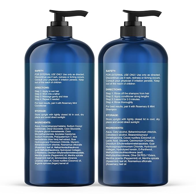 Botanic Hearth Rosemary Mint Shampoo and Conditioner Set, Thickening Formula, Promotes Hair Growth and Scalp Health Sulfate Free & Paraben Free, for Men & Women | 16 fl oz each-Velvo Beauty