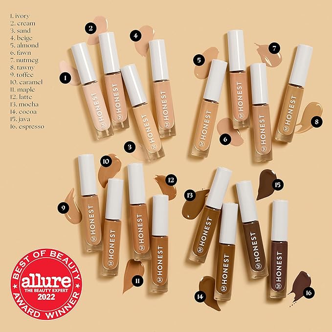 Honest Beauty Fresh Flex Concealer with Niacinamide + Vitamin E + Hyaluronic Acid | Vegan + Cruelty free | Java, 0.17 fl oz-Velvo Beauty