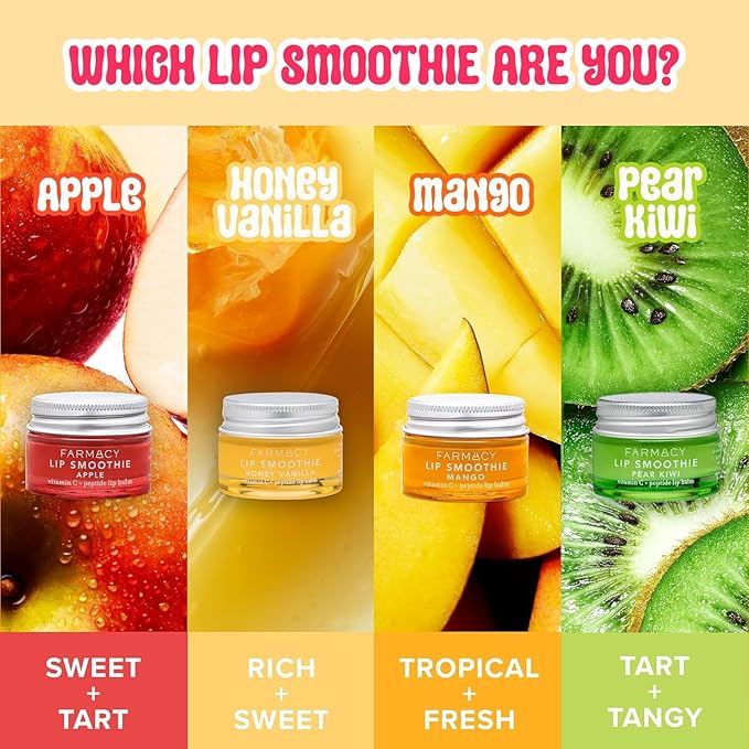 Farmacy Peptide Lip Balm - Lip Smoothie Hydrating Lip Balm with Vitamin C to Visibly Plump + Smooth Lip Lines - Nourishing Lip Treatment with a High-Gloss Finish - Mango (10g)-Velvo Beauty
