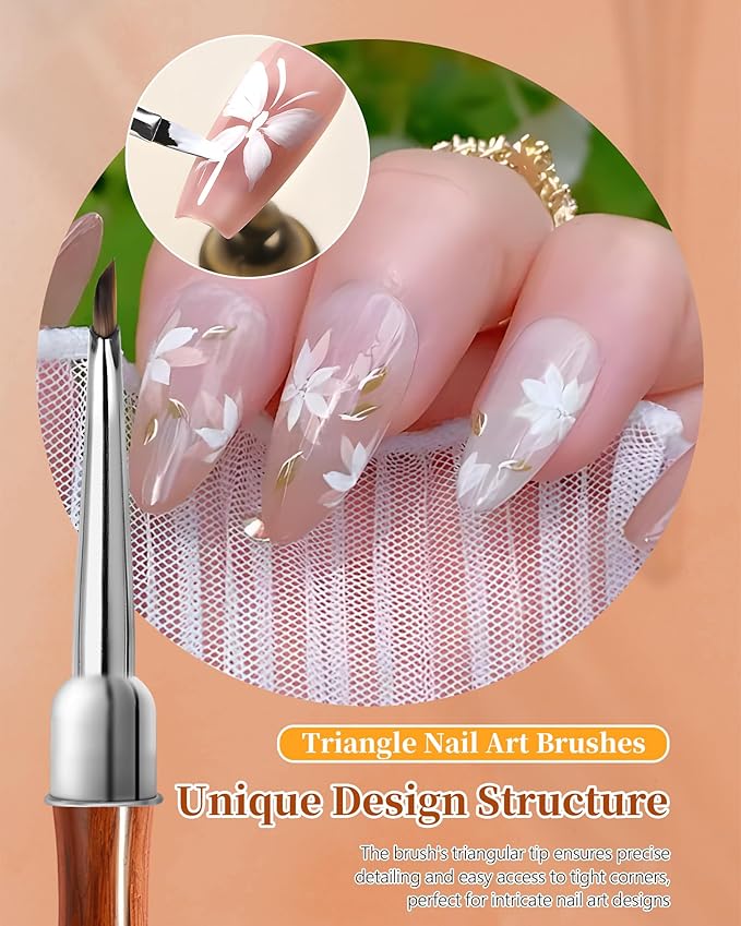 2Pcs Nail Art Brush Set, Multi-Functional 3D Nail Pen for Gel Extensions, Builder Nail Gel Design and Home DIY Manicure (Wood Color)-Velvo Beauty