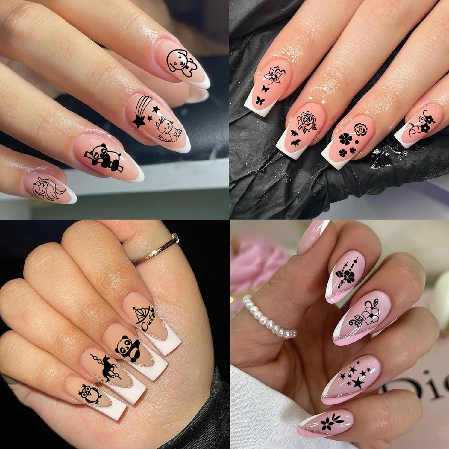 2pcs Floral Animal Series Nail Stamping Plates Template Plants Unicorn Nail Stamp Plates Cute Cat Panda Fox Manicure Image Stamper Plate Flowers Stainless Steel Nail Art Stencil-Velvo Beauty