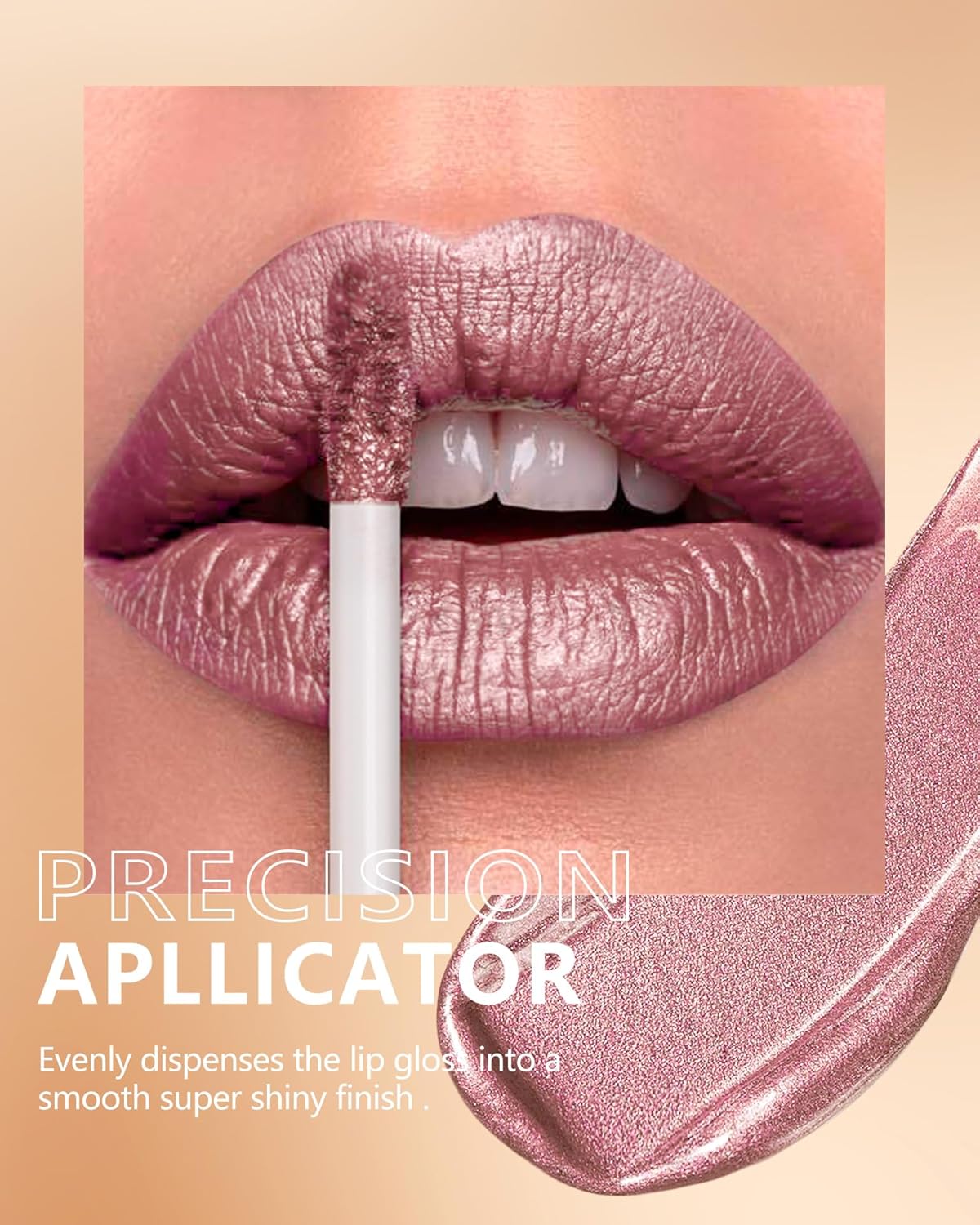 MAKI YIKA Metallic Pink Lipstick for Women Nude Lipsticks Long Lasting Shine Glitter Lipstick No Smudge No Transfer Liquid Lip Gloss (BR010 Sweet Sugar)-Velvo Beauty