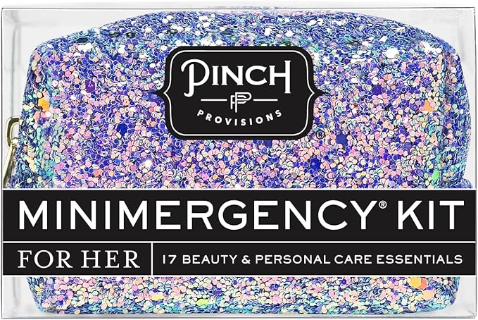 Pinch Provisions Mermaid Glitter Minimergency Kit, includes 17 Travel-Sized Cosmetic Essentials, Convenient for Purses, Emergency Beauty Accessories, Gifts for Holiday’s & Birthday’s-Velvo Beauty